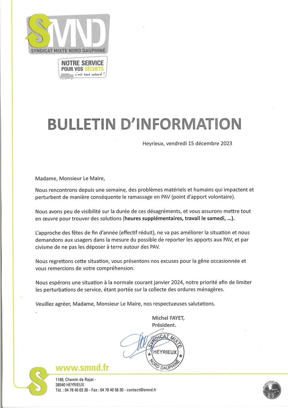 Bulletin d'information - SMND